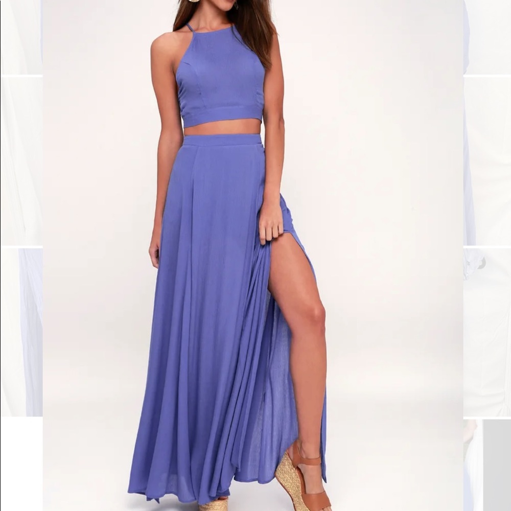 Lulus Two Piece Crop Top Maxi Skirt Set